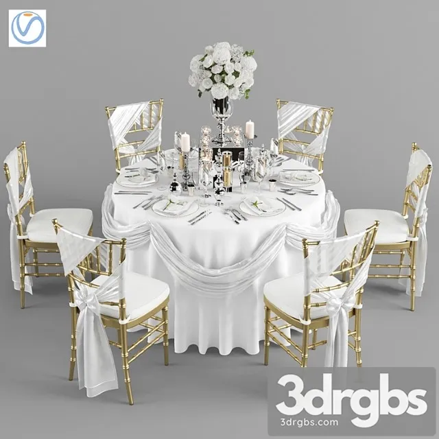 Wedding table for 6 persons 2 vray