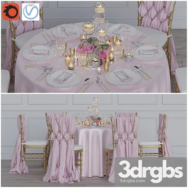 Wedding table for 6 persons corona + vray 2 3dsmax Download