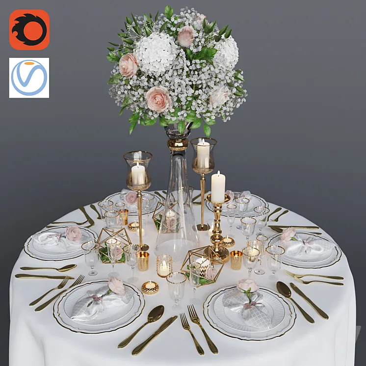 Wedding table setting 1 3DS Max