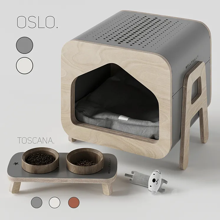 WeelyWally Oslo house and Toscana pet feeder 3DS Max