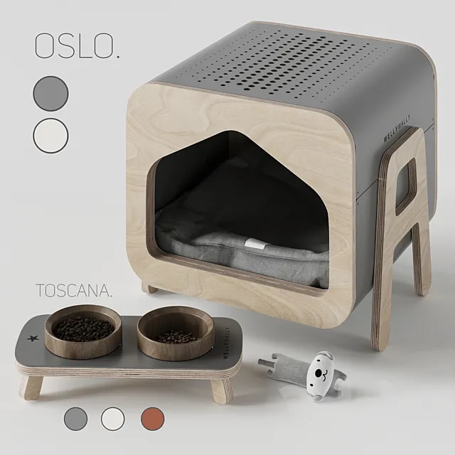 WeelyWally Oslo house and Toscana pet feeder 3DSMax File