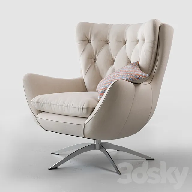 WELLS UPHOLSTERED SWIVEL ARMCHAIR 3ds Max