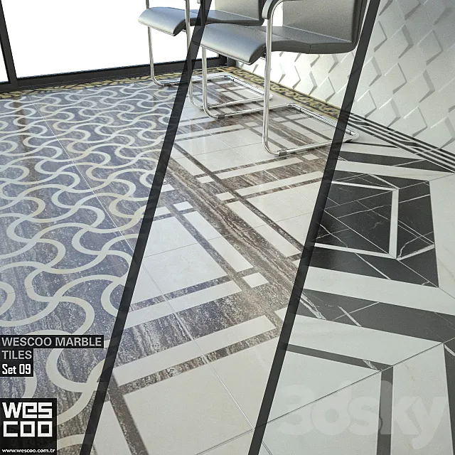 WESCOO Marble Tiles WATERJET DECORS. ACCESSORIES Set 09 3DSMax File