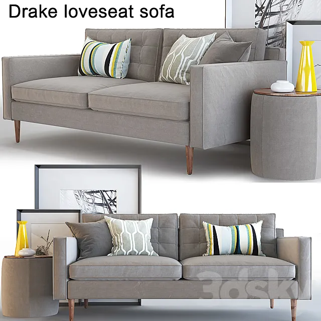 West elm _ Sofa Loveseat _ Drake Sofa 3DS Max Model