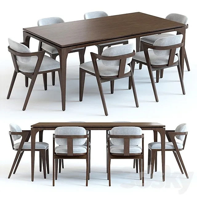West Elm Adam Court Table and Chairs 3DSMax File