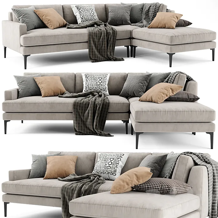 West Elm Andes Sectional Chaise Sofa 3DS Max