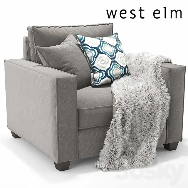 West elm armchair 01 3DSMax File