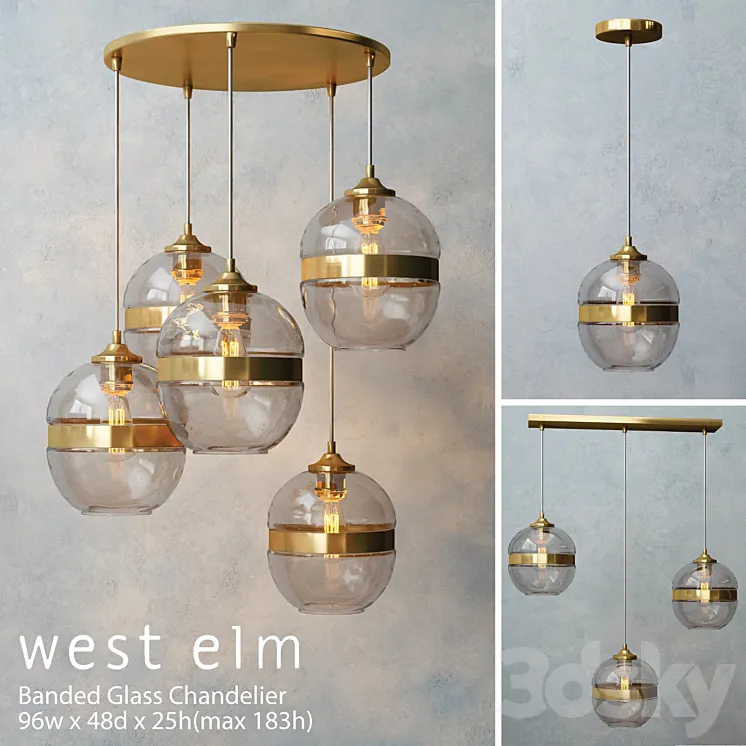 West elm – Banded Glass Chandelier 3DS Max