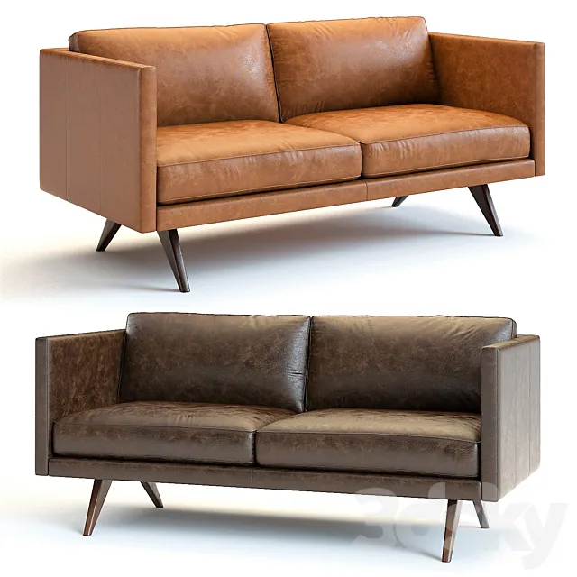 West Elm Brooklyn Leather Sofa 3DS Max Model