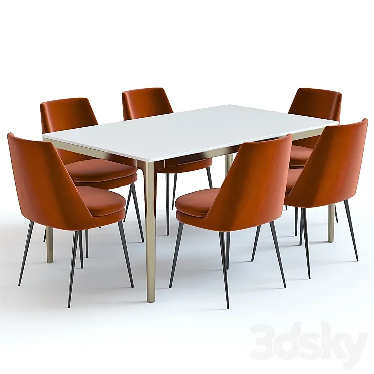 West Elm Canto Table and Chairs 3DS Max