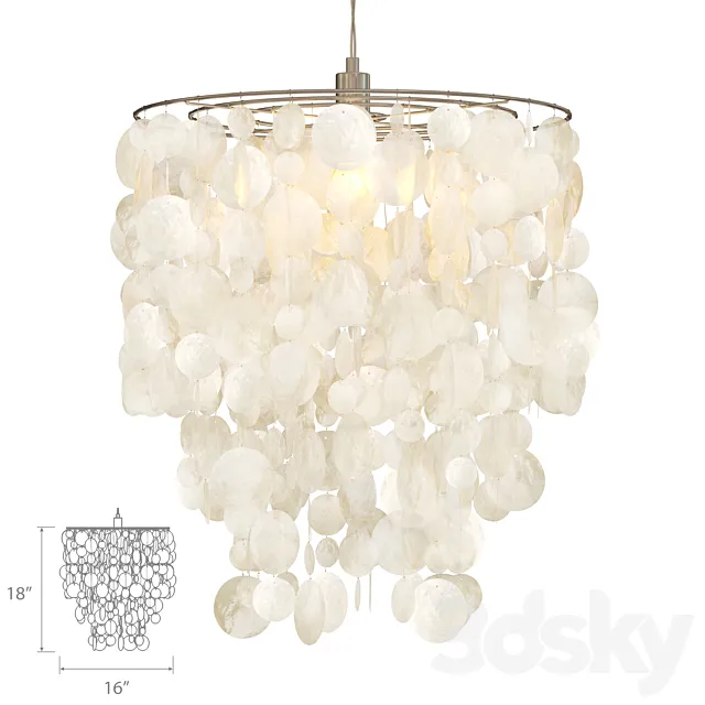 West Elm Capiz Round Pendant White 3ds Max