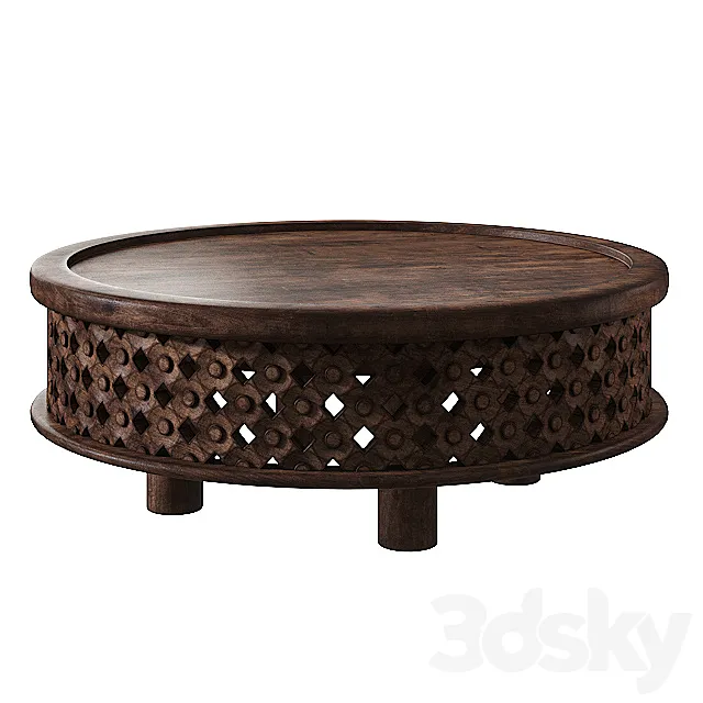 West Elm Carved Wood Coffee Table 3ds Max