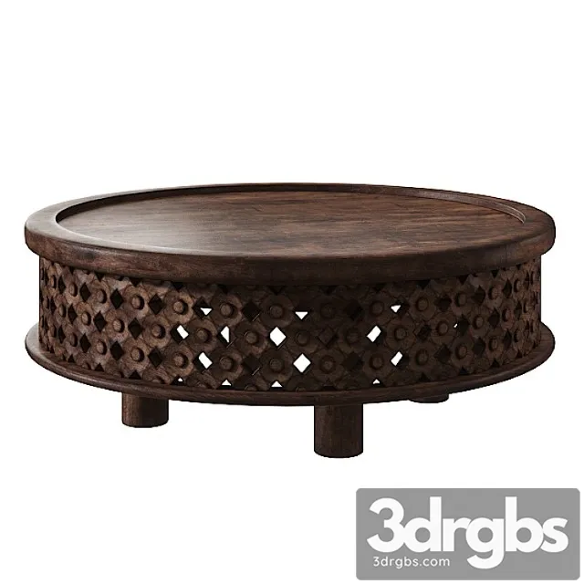 West elm carved wood coffee table