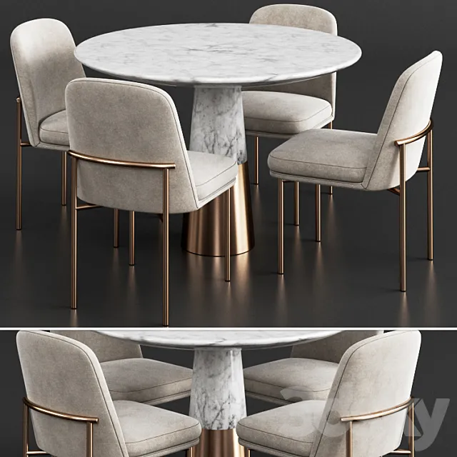 West Elm & CB2 Dinning Set 2 3DSMax File