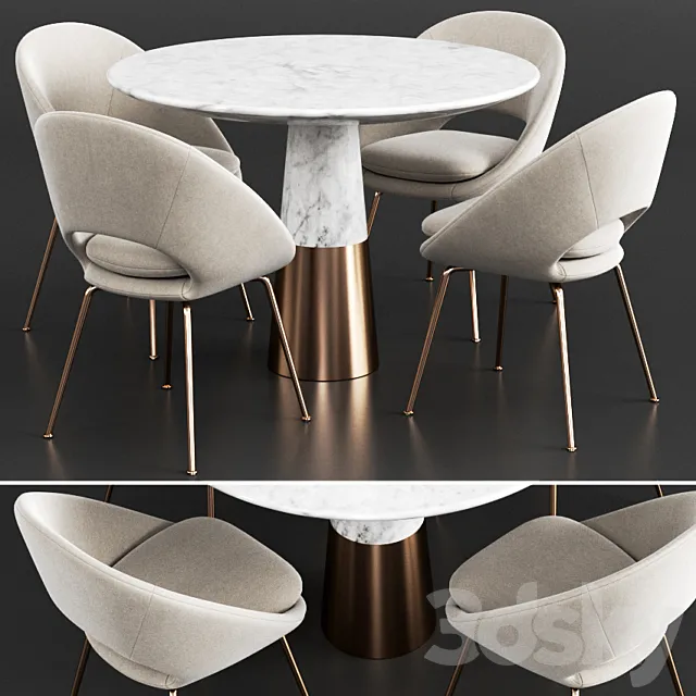 West Elm & CB2 Dinning Set 3DS Max Model