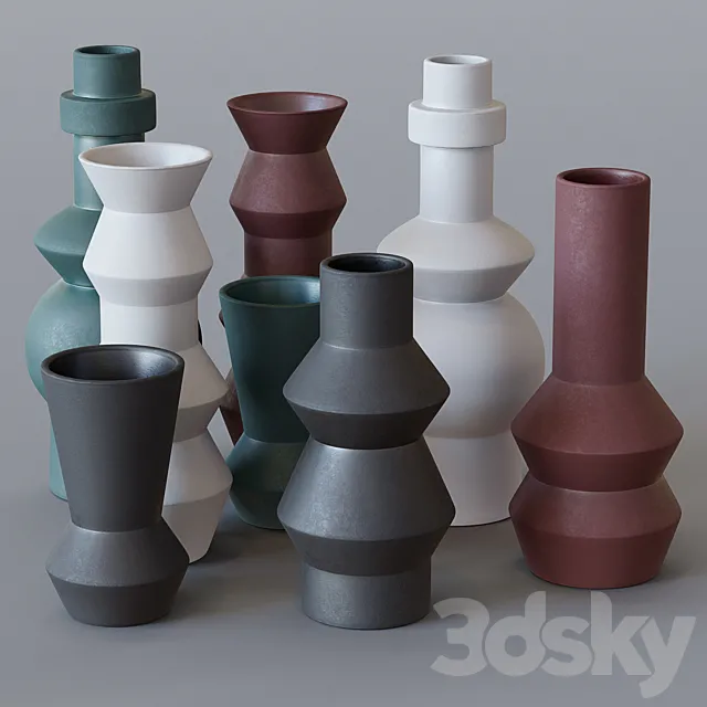 West Elm-Ceramic Totem Vases 3ds Max