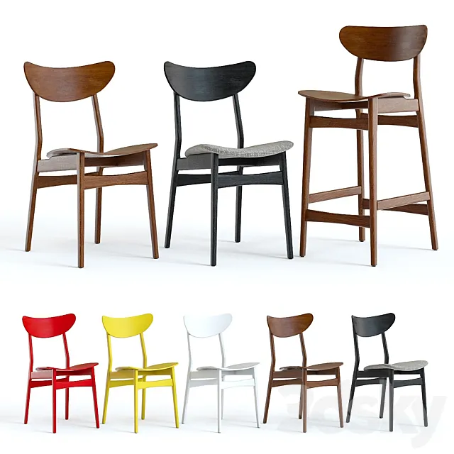 West Elm Classic Cafe Chairs 3DS Max Model