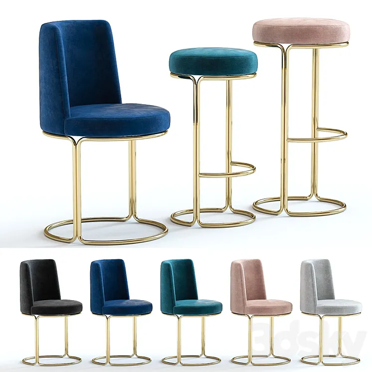 West Elm Cora Chairs 3DS Max