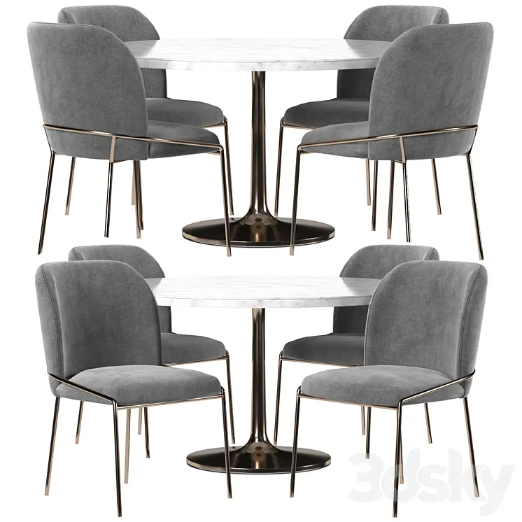 West elm & Crate and Barrel dining set 3DS Max
