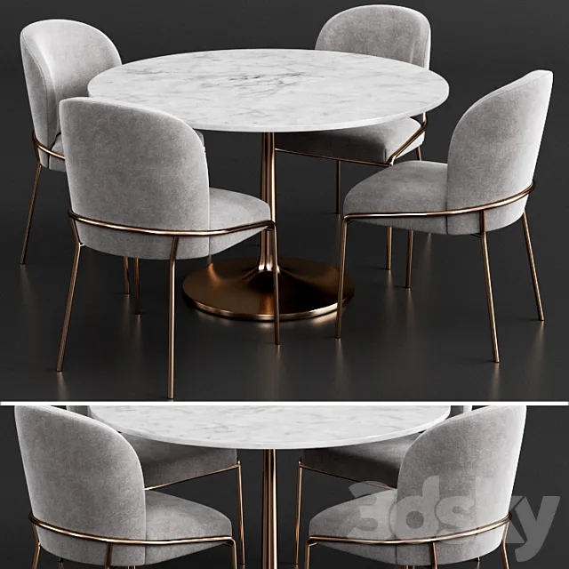 West elm & Crate & Barrel Dinning Set 2 3DS Max Model