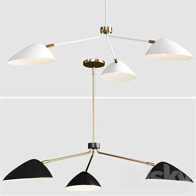 West Elm Curvilinear Mid-Century Chandelier 3ds Max