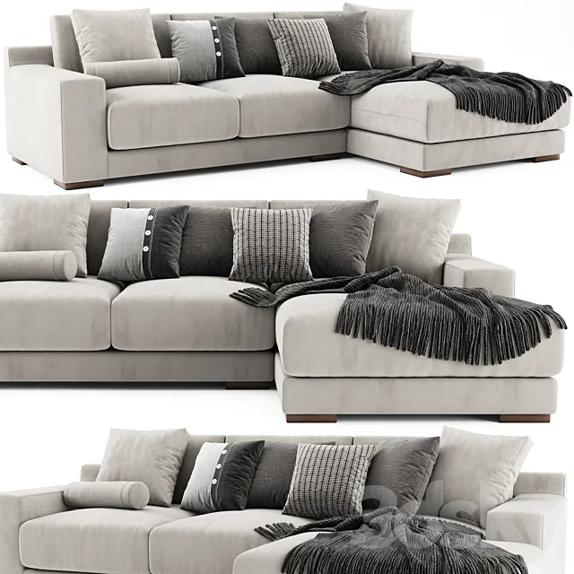 West Elm Dalton Chaise Longue 3DS Max Model