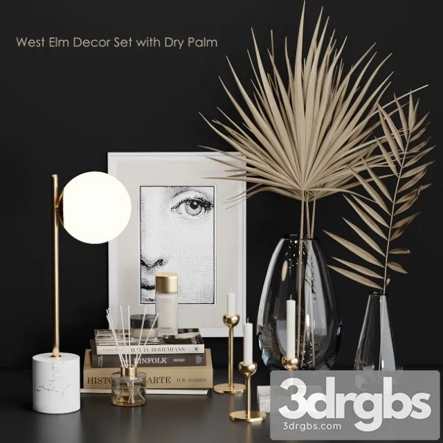 West Elm Decor Set with Dry Palm 3dsmax Download