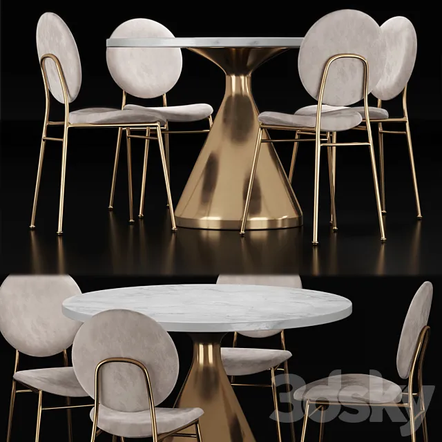 West Elm Dining Set 1 3DS Max Model