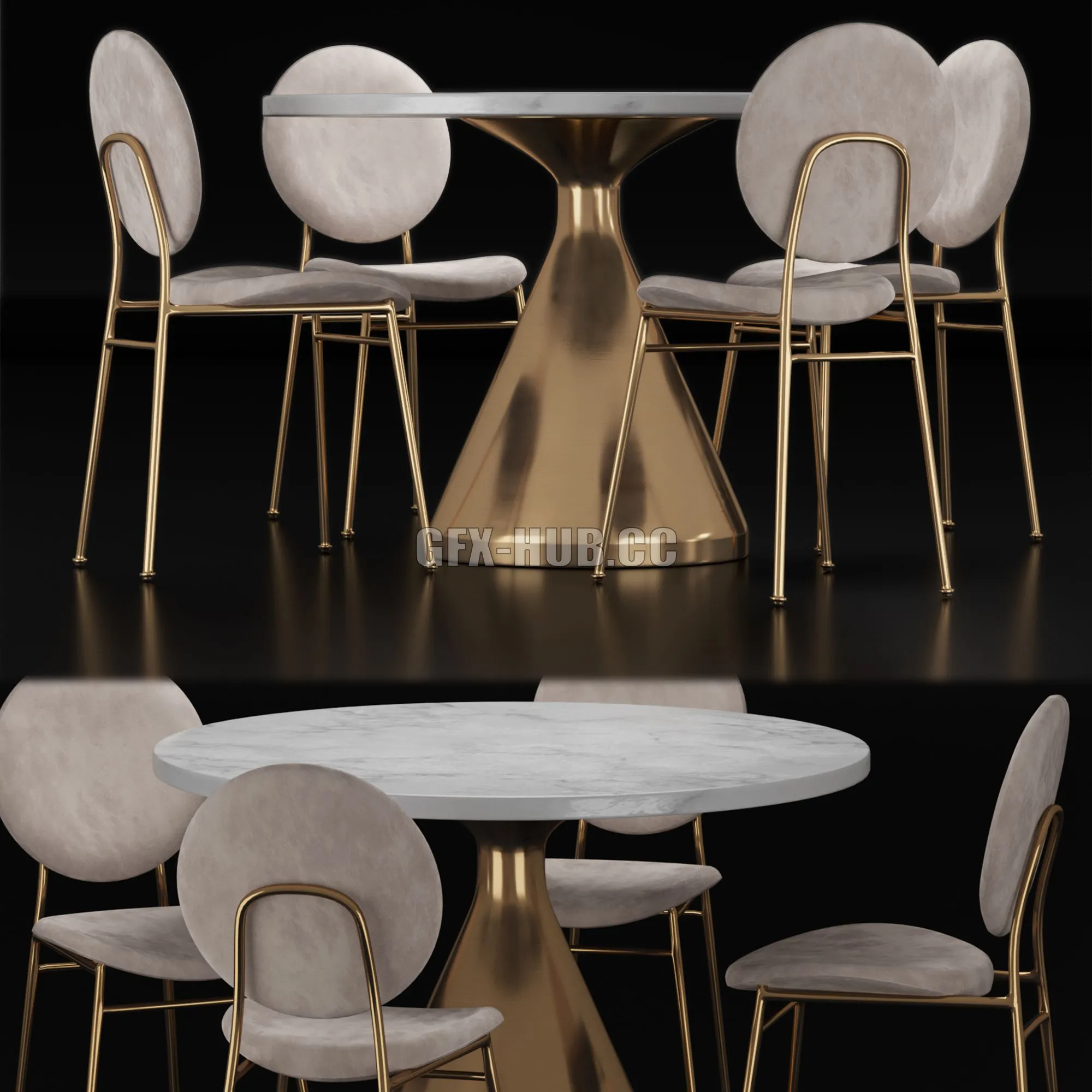 West Elm Dining Set 1 3dsMax Model