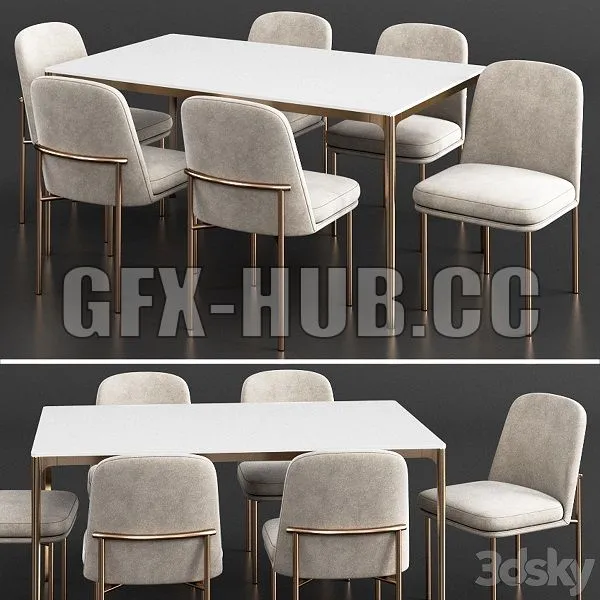 West Elm Dinning Set 23 3dsMax Model