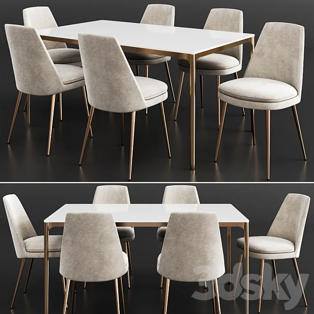 West Elm Dinning Set 24 3ds Max