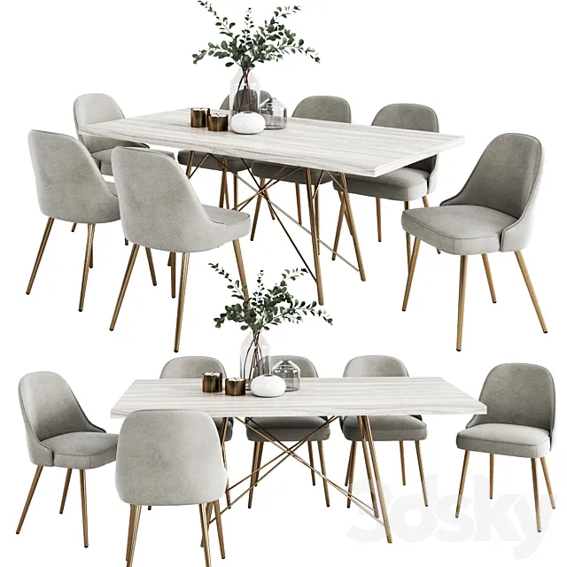 West Elm Dinning Set 3DS Max Model