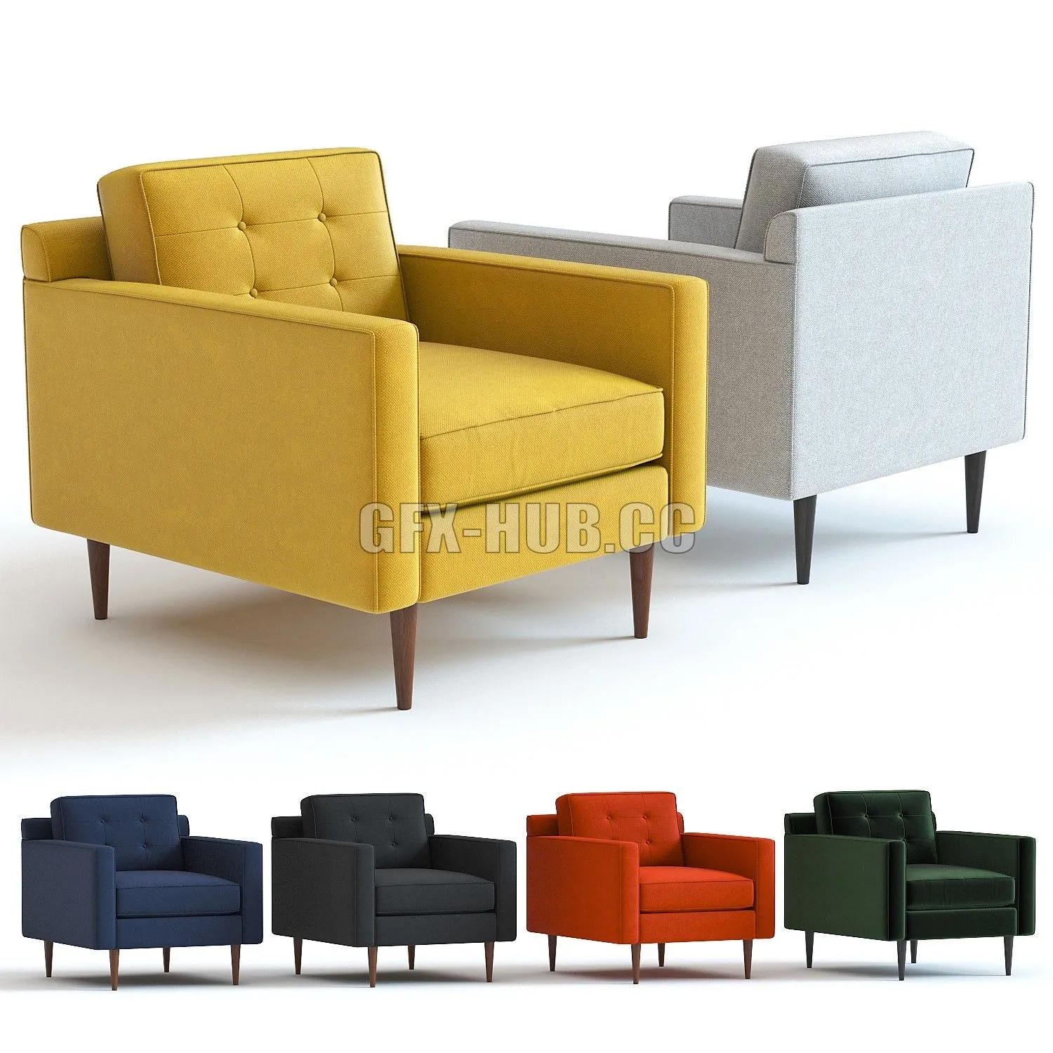 West Elm Drake Armchair 3dsMax Model