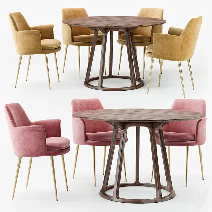 West elm finley dining set 3DS Max