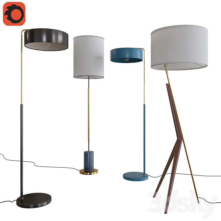 West Elm Floor Lamps Set 05 3DS Max