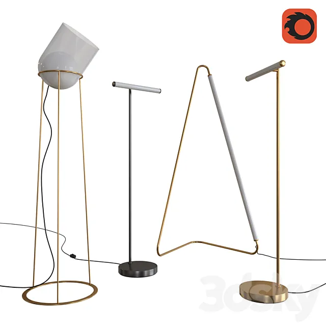 West Elm Floor Lamps set 06 3DS Max Model