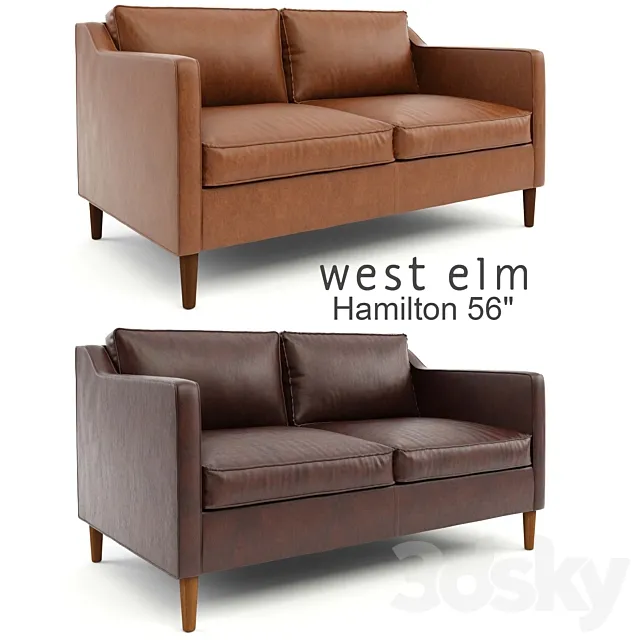 West Elm. Hamilton Leather Sofa 56 3DSMax File