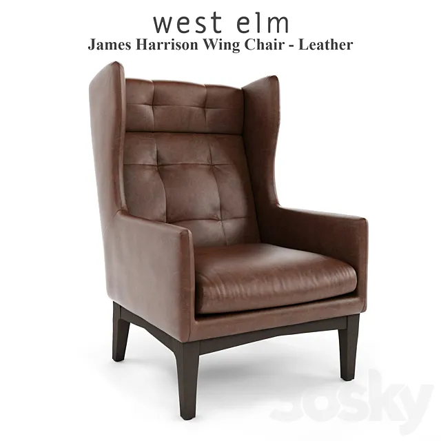 West Elm James Harrison Wing Chair – Leather 3DS Max Model