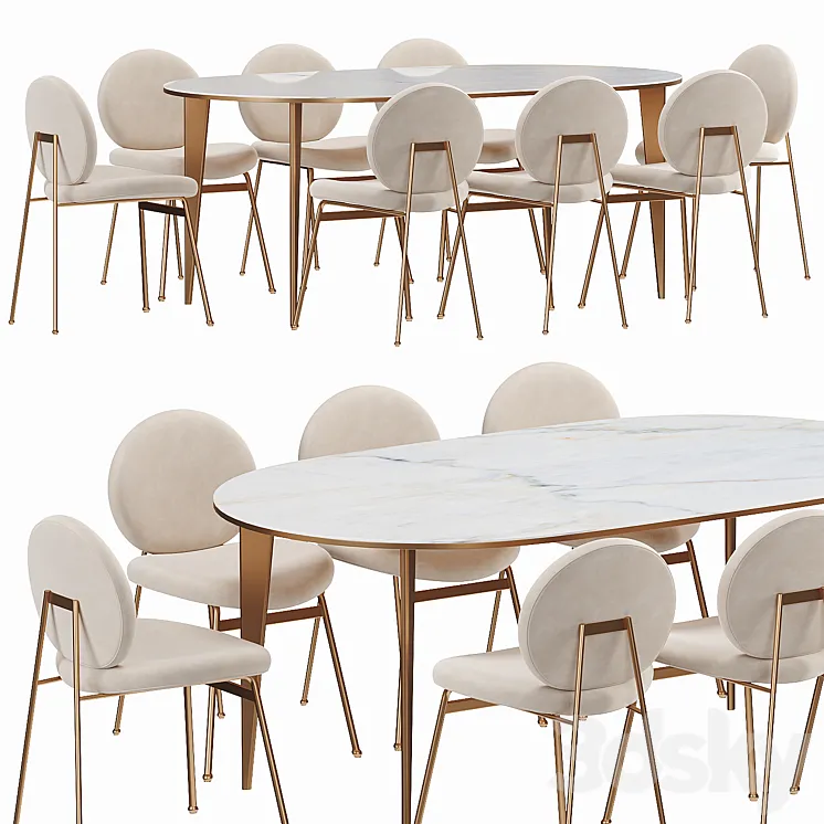 West elm Jane Dining Table 3DS Max Model