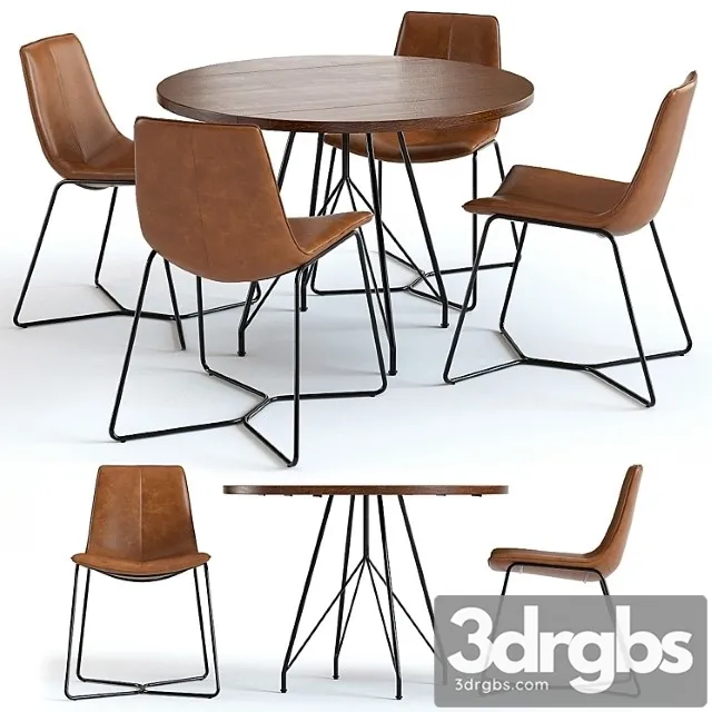 West elm jules table and slope chairs 2 3dsmax Download