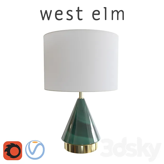 West Elm Metalized Glass Table Lamp Green 3ds Max