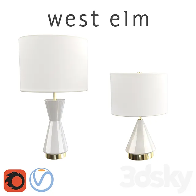 West Elm Metalized Glass Table Lamp Pearl 3ds Max