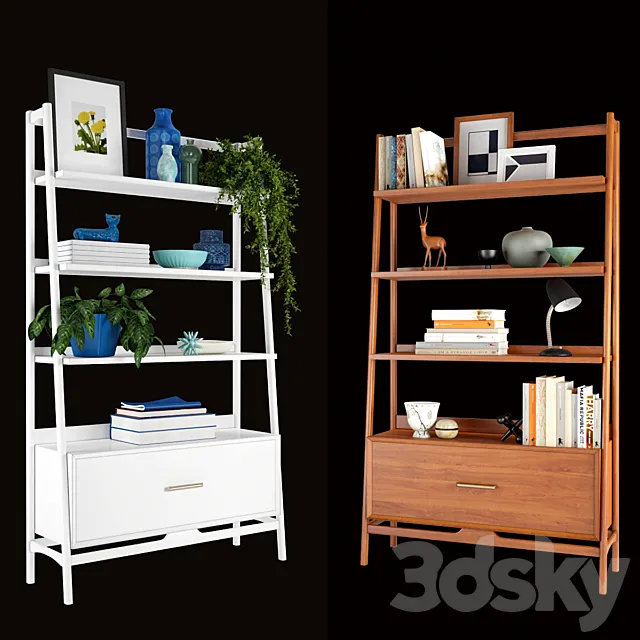 West Elm Mid-Century Bookshelf Tall Wide 3DS Max Model