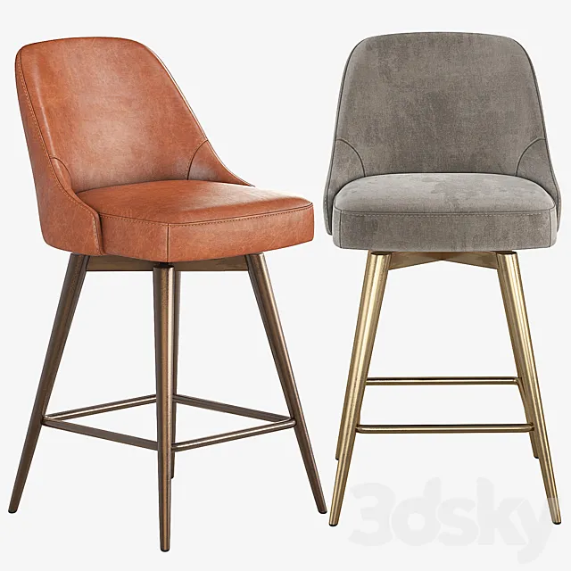 West Elm Mid-Century Counter Stool 3DS Max Model