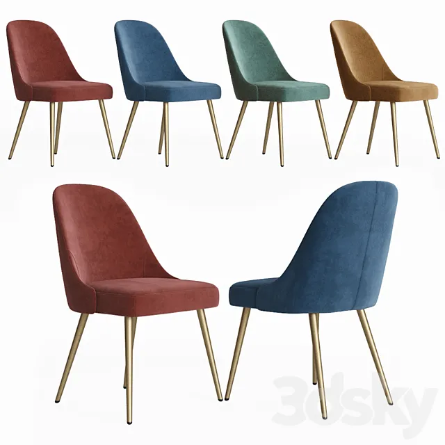 West Elm Mid-Century Upholstered Dining Chair – Velvet 3DS Max Model