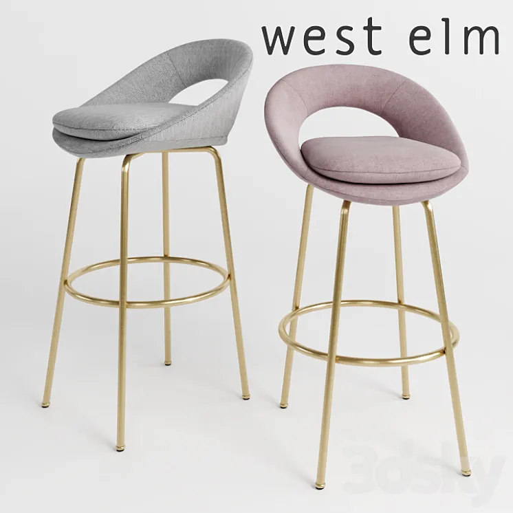 WEST ELM Orb Bar + Counter Stools 3DS Max