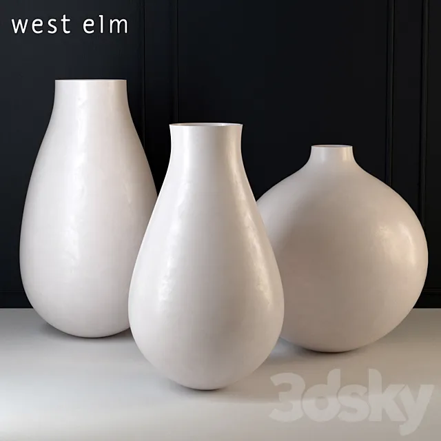 West Elm Oversized Pure White Ceramic Vases 3DSMax File