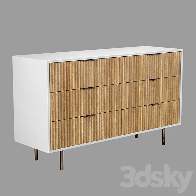 West Elm – Quinn Wood 6 Drawer Dresser WhiteAntique Bronze 3ds Max