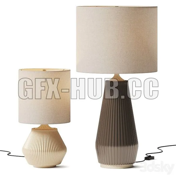 West Elm Roar Rabbit Ripple Ceramic Table Lamp 3dsMax Model