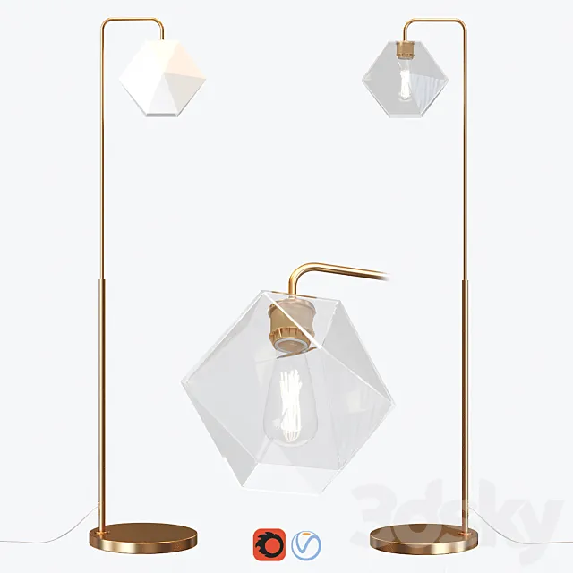 West Elm Sculptural Glass Faceted Floor Lamp 3ds Max